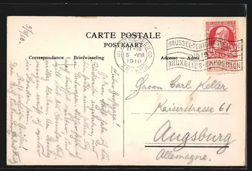AK Anvers, Hansa Huis et Canal au Sucre, Strassenbahn
