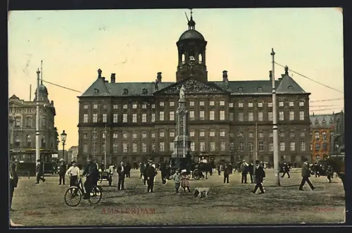 AK Amsterdam, Strassenpartie der Stadt, Strassenbahn