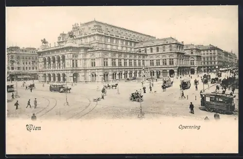 AK Wien, Opernring mit Strassenbahn