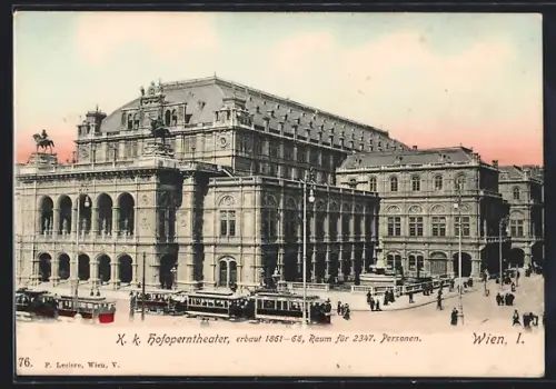 AK Wien, K. k. Hofoperntheater, Strassenbahn