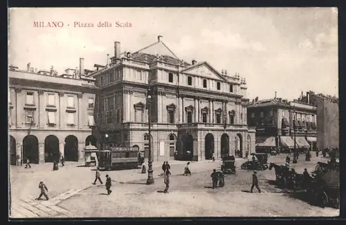 AK Milano, Piazza della Scala, Strassenbahn