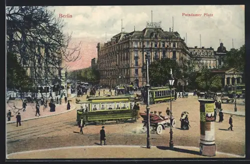 AK Berlin, Palast-Hotel am Potsdamer Platz mit Strassenbahn