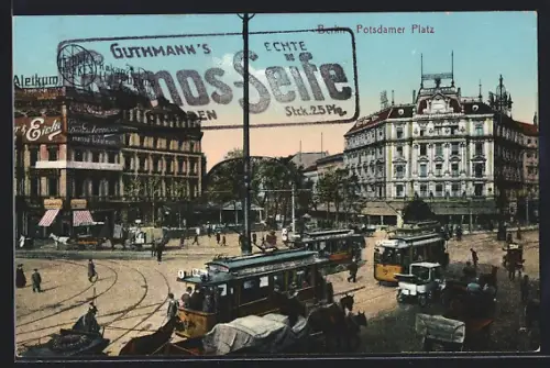 AK Berlin, Tiergarten-Hotel am Potsdamer Platz mit Strassenbahn