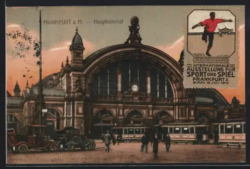 AK Frankfurt a. M., Hauptbahnhof mit Strassenbahn