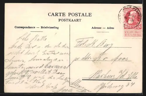 AK Anvers, Hansa Huis et canal au Sucre, Strassenbahn
