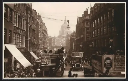 AK London, Fleet Street and St. Pauls, Strassenbahn