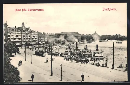 AK Stockholm, Utsikt fran Operaterrassen, Strassenbahn