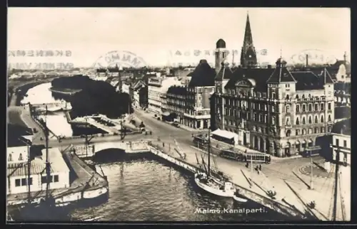 AK Malmö, Kanalparti, Strassenbahn