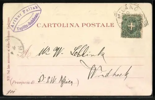 Lithographie Milano, Scala, Duomo, Monumento a Garibaldi