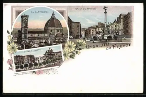 Lithographie Firenze, Piazza Cavour, Piazza dei Martiri