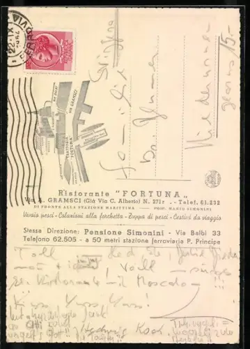 AK Genova, Ristorante Fortuna via A. Gramsci 271, Pensione Simonini via Balbi 33