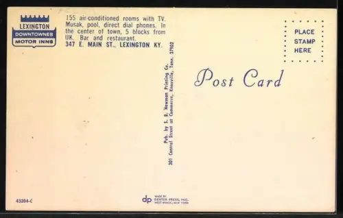 AK Lexington, KY, Lexington Downtowner Motor Inn, 347 E. Main St.