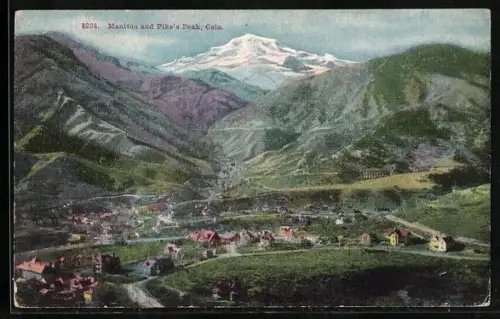 AK Manitou, CO, View of the city and Pike`s Peak