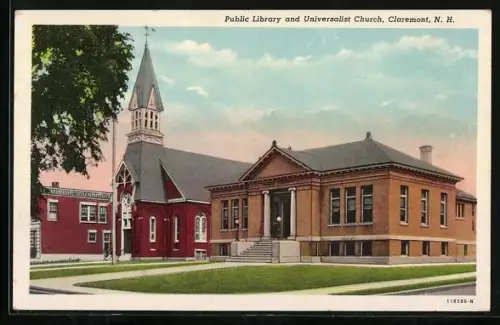 AK Claremont, NH, Public Library and Universalist Church