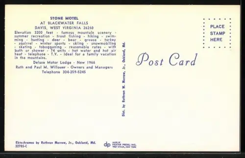 AK Davis, WV, Stone Motel at Blackwater Falls