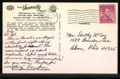 AK College Park, MD, Park University Motel, 7200 Baltimore Ave.