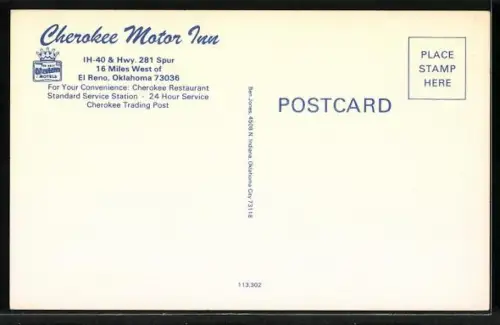 AK El Reno, OK, Cherokee Motor Inn, IH-40 and Hwy. 281 Spur