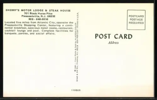 AK Pleasantville, NJ, Sherry`s Motor Lodge and Steak House, 701 Black Horse Pike
