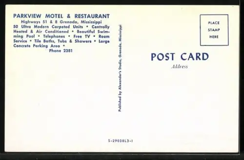 AK Grenada, MI, Parkview Motel and Restaurant, Highways 51 and 8