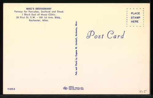 AK Rochester, MN, Mac`s Restaurant, 20 First St. S.W.