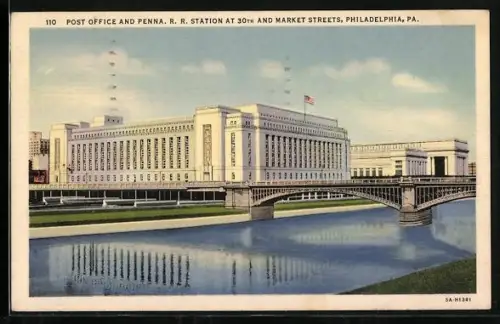 AK Philadelphia, PA, U.S. Post Office and Penna. R. R. Station at 30th and Market St.