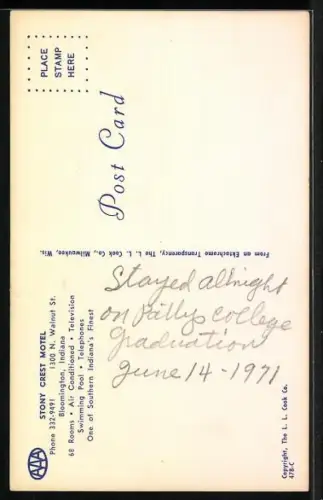 AK Bloomington, IN, Stony Crest Motel, 1300 N. Walnut St.