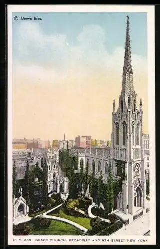 AK New York, NY, Grace Church, Broadway and 9th Street
