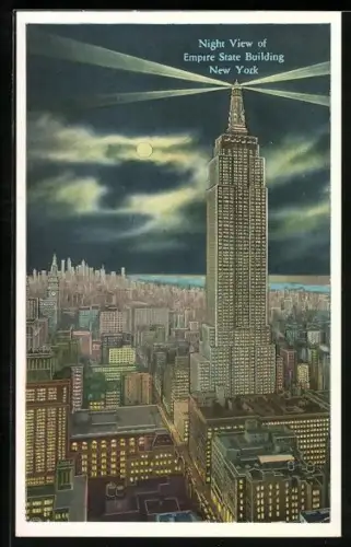 AK New York, NY, Night View of Empire State Building