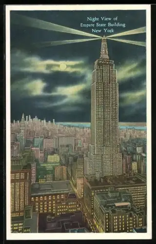 AK New York, NY, Night View of Empire State Building