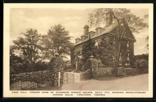 AK Yorktown, VA, York Hall, former home of Governor Thomas Nelson