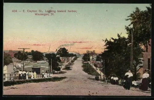 AK Waukegan, IL, E. Clayton St., looking toward harbor