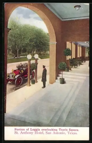 AK San Antonio, TX, St. Anthony Hotel, Portion of Loggia overlooking Travis Square