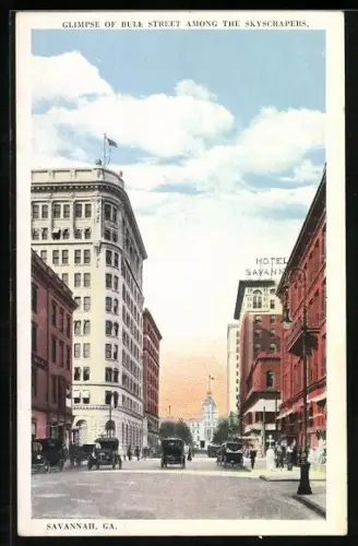 AK Savannah, GA, Glimpse of Bull Street among the skyscrapers, Hotel Savannah