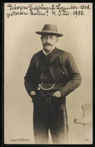 AK Portrait Leopold Wölfing, bis 1902 Erzherzog Leopold Ferdinand Salvator