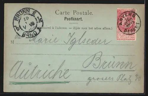 Mondschein-AK Anvers, La Cathédrale