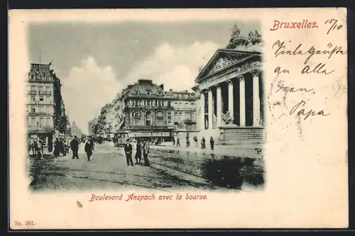 AK Bruxelles, Boulevard Anspach avec la bourse