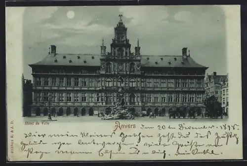 Mondschein-AK Anvers, Hôtel de Ville
