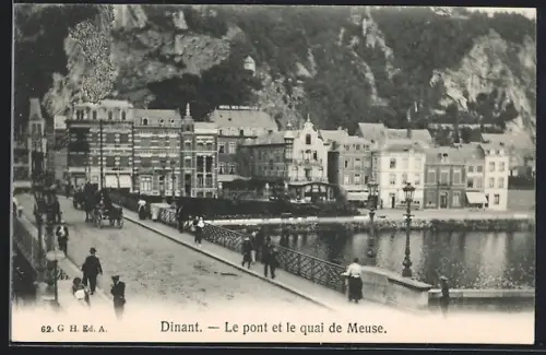 AK Dinant, Le pont et le quai de Meuse
