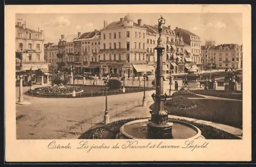 AK Ostende, Les jardins du Kursaal et l`avenue Léopold