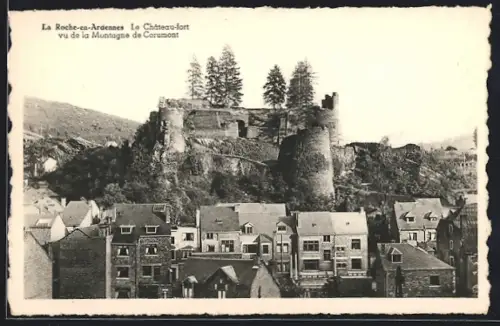 AK La Roche-en-Ardennes, Le Château-fort vue de la Montagne de Corumont