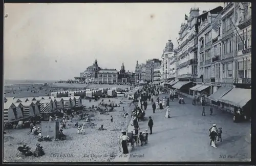 AK Ostende, La Digue de Mer et le Kursaal
