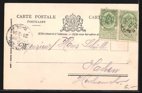 AK Liége, Quai des Pecheurs et vue sur la Meuse