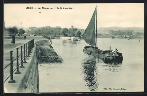AK Liége, La Meuse au Petit Paradis