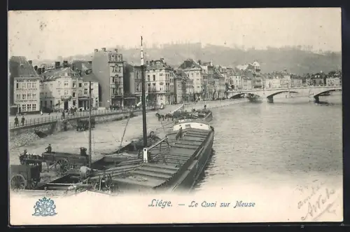 AK Liége, Le Quai sur Meuse
