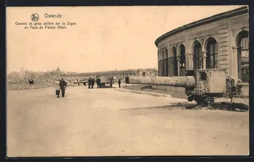 AK Ostende, Canons de gros calibre sur la Dique en face du Palace Hotel