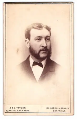 Fotografie A. & G. Taylor, Sheffield, Norfolk Street 101, Porträt eines Herrn mit Bart
