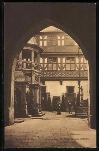 AK Alt-Frankfurt, Treppenturm im Hause Limpurg (Römer), 16. Jahrhundert