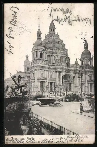 AK Berlin, Neuer Dom, Denkmal, Brunnen