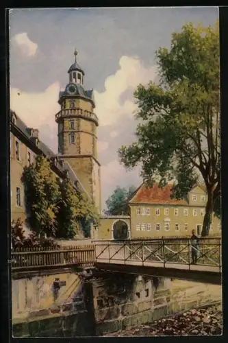 AK Ohrdruf, Schlosspartie mit Brücke