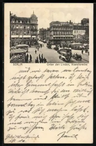 AK Berlin, Unter den Linden, Kranzlerecke, Strassenszene, Geschäfte, Passanten